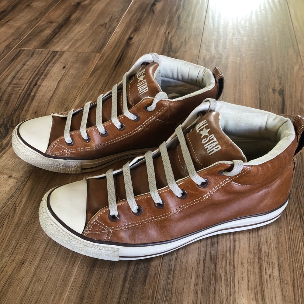 Leather Converse Hi-Tops (W9.5/M7.5) - Picture 4 of 9